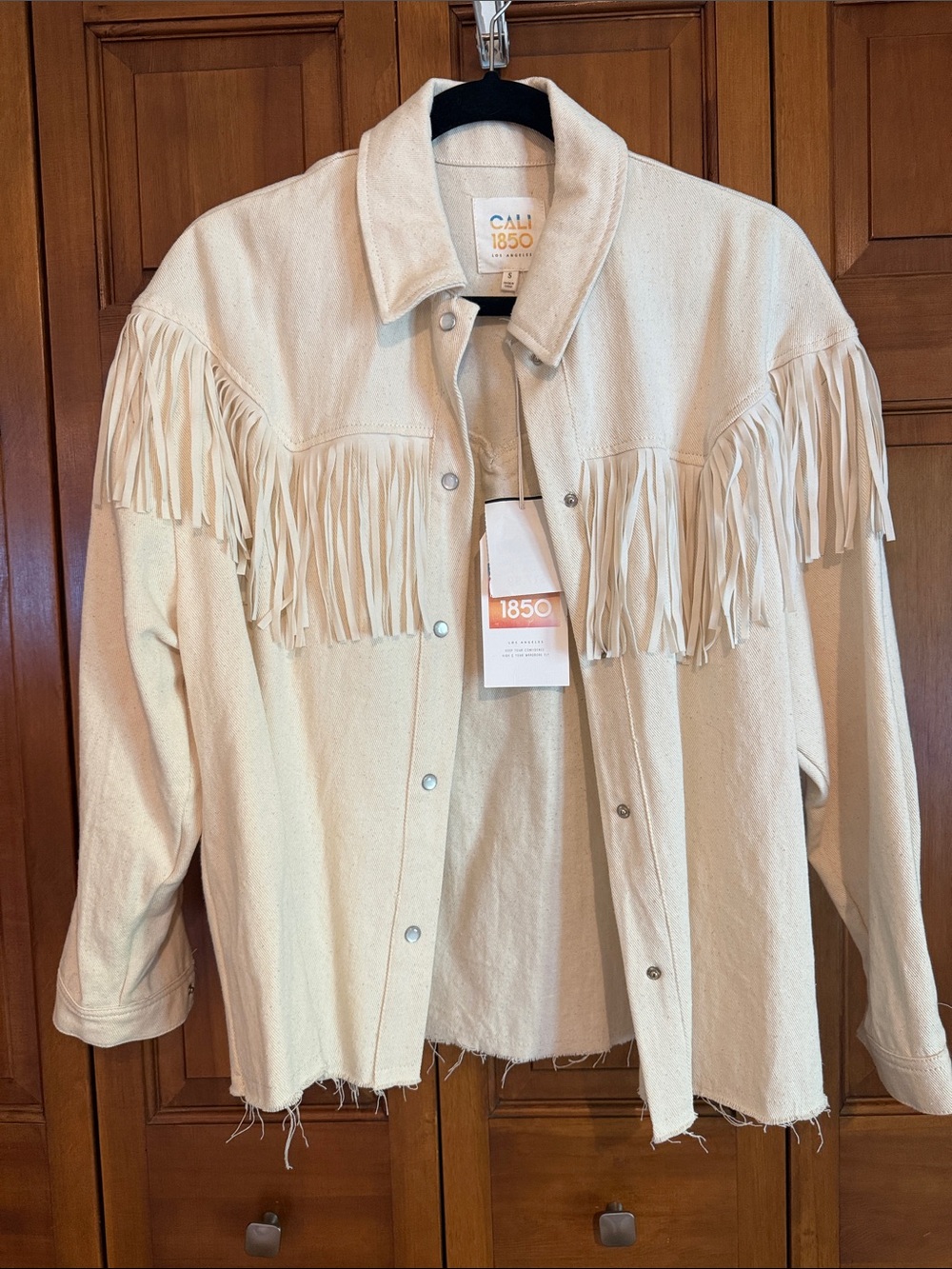 NWT Lightweight Fringe Western Denim Shacket